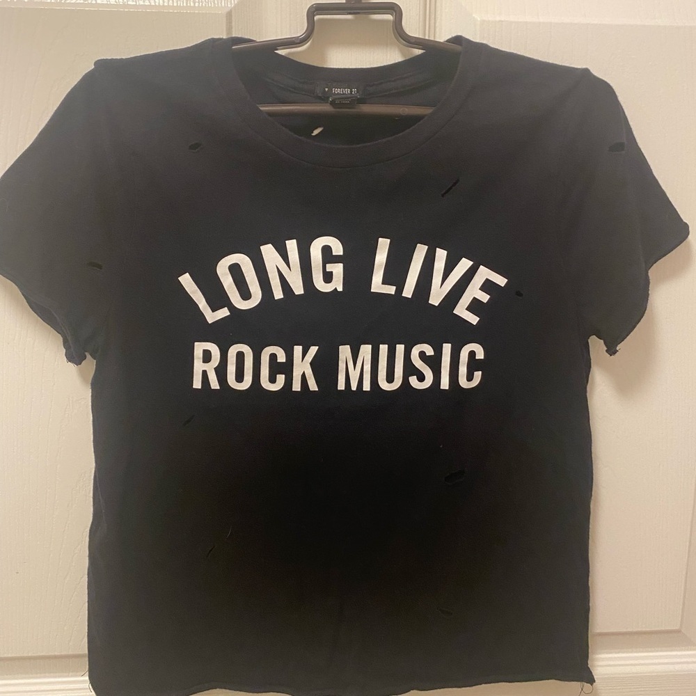 Forever 21 cropped Long Live Rock Music T-Shirt M